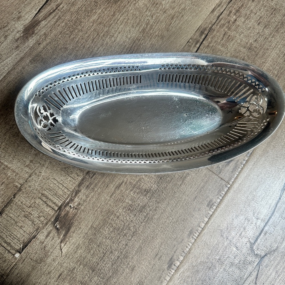 WWII US Navy Reed & Barton Silver Soldered Bread Tray, anchored, clean, great